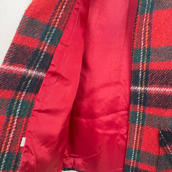 Vintage Womens Blazer Sz S Tartan Wool Scotland Plaid Coat Holiday Christmas - Picture 7 of 8